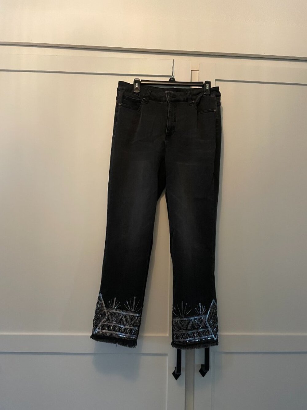 John Mark Sequin Trim Jeans Stretchy Size 12 w/ beaded accent